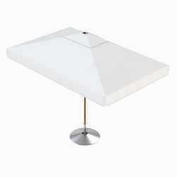 10' Rectangular Centre Post Straight Valance Performance Umbrella with Contrast Binding, Wood Finish