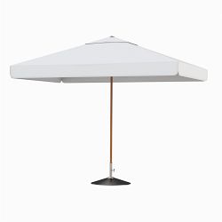 10' Rectangular Centre Post Straight Valance Performance Umbrella with Contrast Binding, Wood Finish