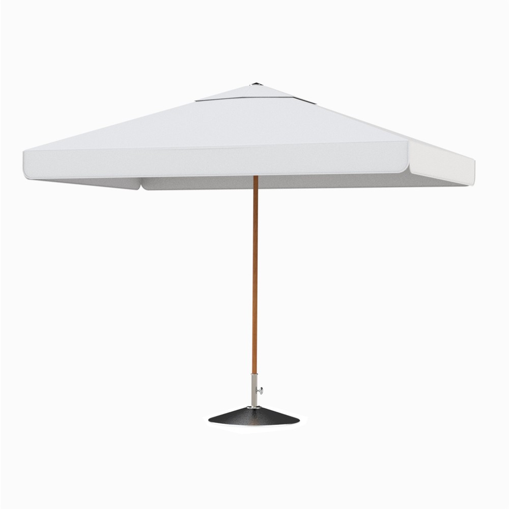 10' Rectangular Centre Post Straight Valance Performance Umbrella with Contrast Binding, Wood Finish