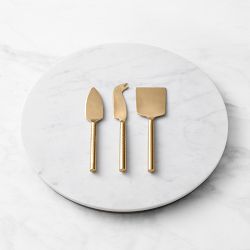 Marble &amp; Brass Cheese Board with Cheese Knives