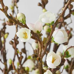 Faux Peach Blossom Arrangement in Glass Vase