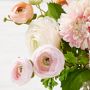 Faux Ranunculus &amp; Dahlia Floral Arrangement in Glass Vase