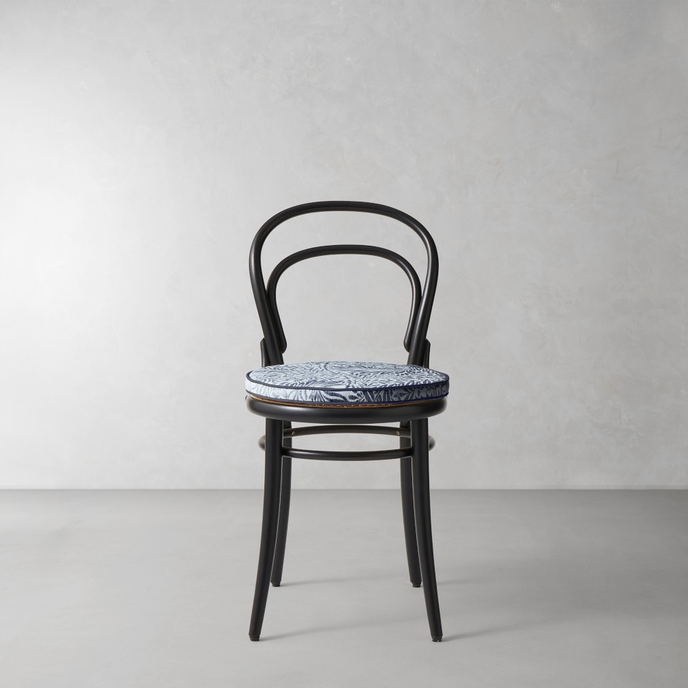 Ton 14 Side Chair Cushion, Morris & Co. Larkspur, Blue With Navy Piping
