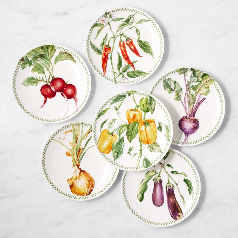 Garden Vegetable Salad Plates, Set of 6