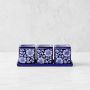 Blue &amp; White Ceramic Herb Tray with Pots, Set of 3