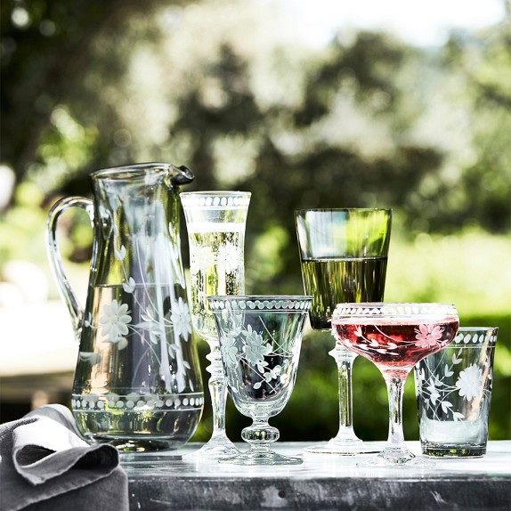 Vintage Etched Pitcher