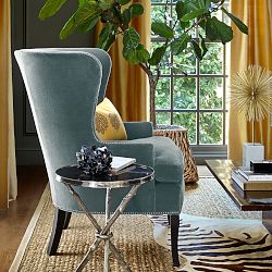 Faux Bois Accent Table with Granite Top (16.5&quot;)