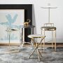 Faux Bois Accent Table with Marble Top (16.5&quot;)
