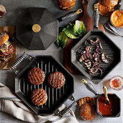 FINEX 4-Piece Seasoned Cast Iron Skillet Fry Pan Set with Lids, 10&quot; &amp; 12&quot;