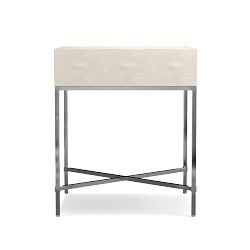 Faux Shagreen Side Table, Cream (20&quot;)