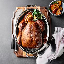 All Clad Stainless-Steel Covered Oval Roasting Pan with Rack