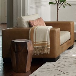 Yountville Combo Belgian Linen &amp; Italian Distressed Leather Chair