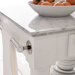 Barrelson Kitchen Island with Marble Top, Polished Nickel (84&quot;)