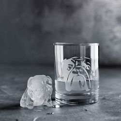 Williams Sonoma Bulldog Etched Glass &amp; Ice Mould Set