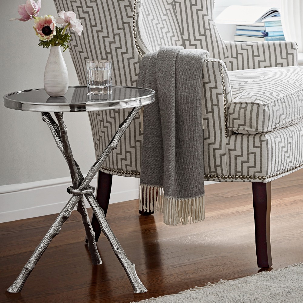 Faux Bois Accent Table with Granite Top (16.5&quot;)