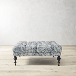 Sanderson x Giles Deacon Fairfax Bench Ottoman, Turned Leg with Tufted Top (26&quot;-61&quot;)