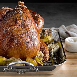 Williams Sonoma Signature Thermo-Clad&#8482; Stainless-Steel Flared Roasting Pan with Rack