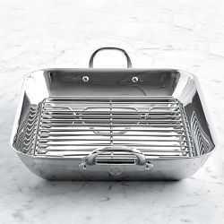 Williams Sonoma Signature Thermo-Clad&#8482; Stainless-Steel Flared Roasting Pan with Rack