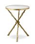 Faux Bois Accent Table with Marble Top (16.5&quot;)