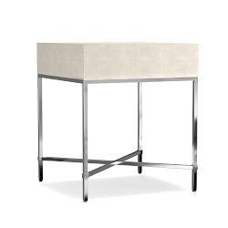 Faux Shagreen Side Table, Cream (20&quot;)