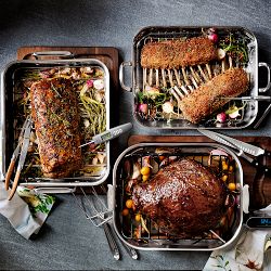 Williams Sonoma Signature Thermo-Clad&#8482; Stainless-Steel Flared Roasting Pan with Rack