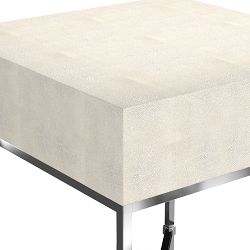 Faux Shagreen Side Table, Cream (20&quot;)