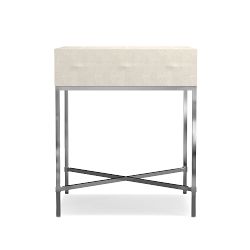 Faux Shagreen Side Table, Cream (20&quot;)