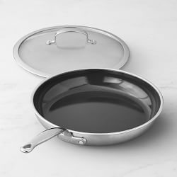 GreenPan&#8482; Premiere Stainless-Steel Ceramic Nonstick 12&quot; Covered Fry Pan