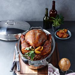 All Clad Stainless-Steel Covered Oval Roasting Pan with Rack