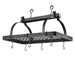 Enclume Classic Rectangular Pot Rack, Hammered Steel