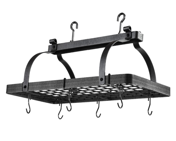 Enclume Classic Rectangular Pot Rack, Hammered Steel