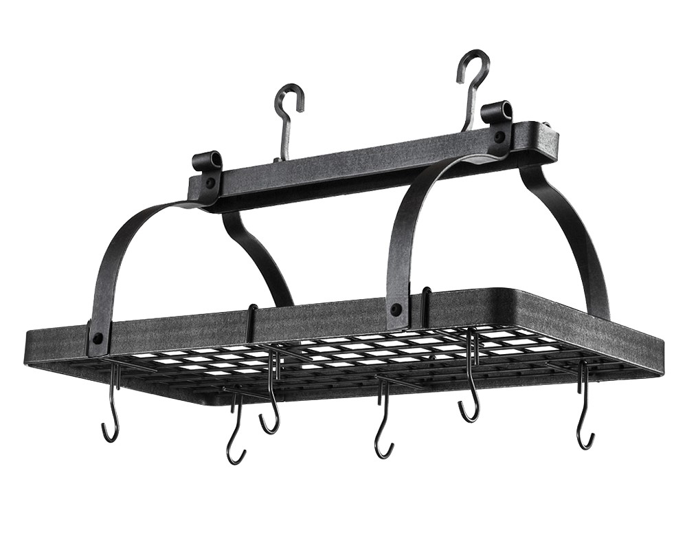 Enclume Classic Rectangular Pot Rack, Hammered Steel