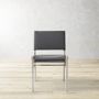 OPEN BOX: Stratton Slung Leather Side Chair, Silverstone, Grey Leather