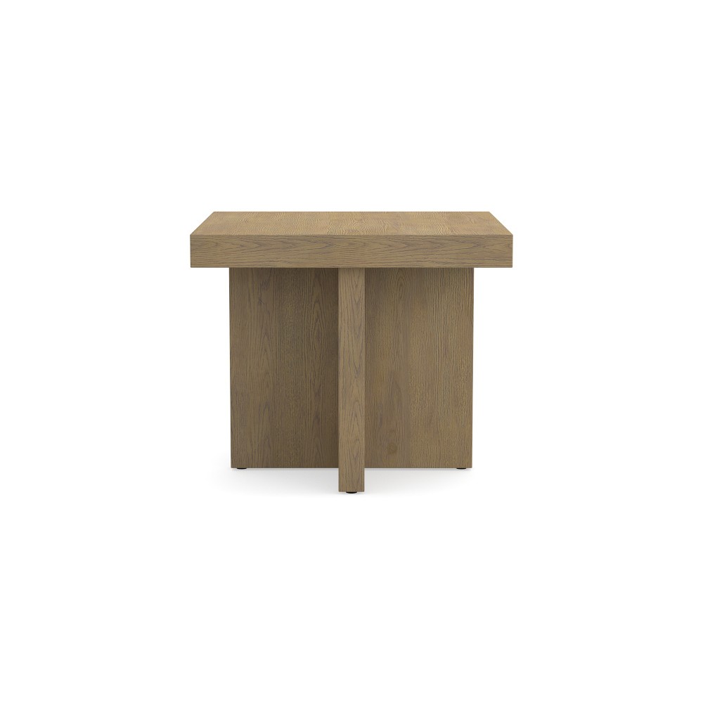 Oak Plank Side Table, Weathered Oak, Brown