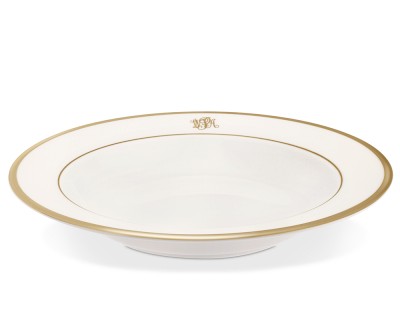 Pickard Signature Monogram Rimmed Soup Bowl, Gold