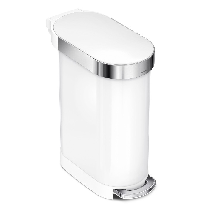 simplehuman™ 45-Liter Trash Can (White Steel)