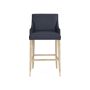 OPEN BOX: Belvedere Dining Bar Stool, Como Leather, Blue, Heritage Grey Leg