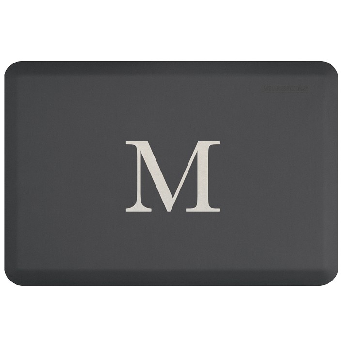 Monogram WellnessMat, 3' X 2', Grey with Silver Letter