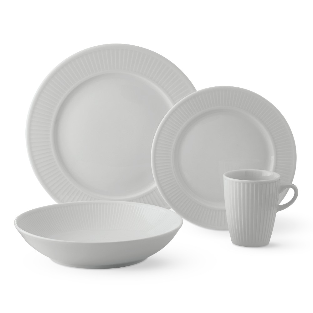 Pillivuyt Plisse Porcelain 16-Piece Dinnerware Set (Large Bowl)