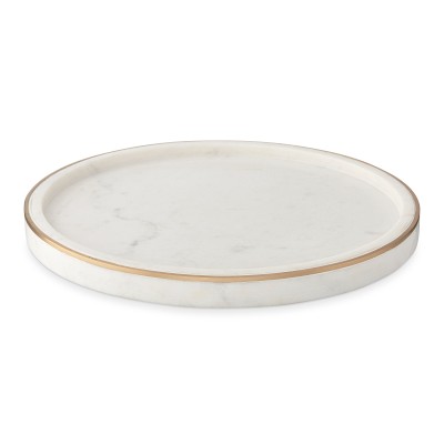 White Marble and Brass Vanity Tray