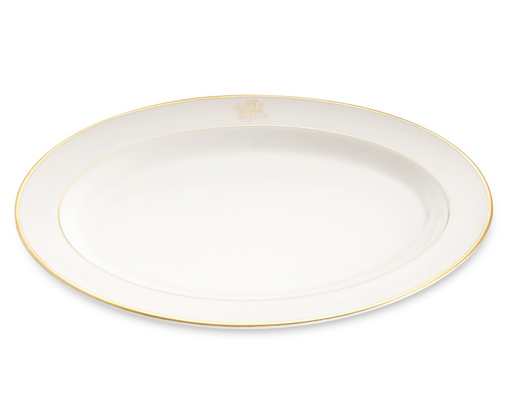 Pickard Signature Monogram Oval Platter, Gold