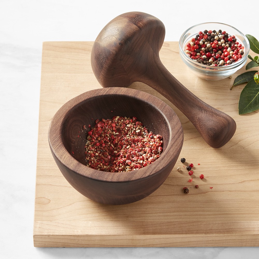 Williams Sonoma Small Mortar & Pestle, Walnut