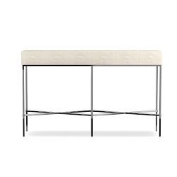 Faux Shagreen Console, Cream, Polished Nickel