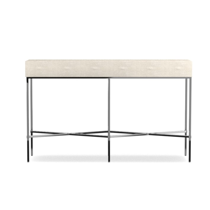 Faux Shagreen Console, Cream, Polished Nickel