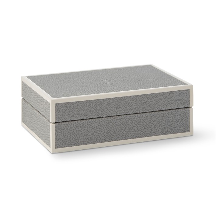 Faux Shagreen Box, Grey, Small