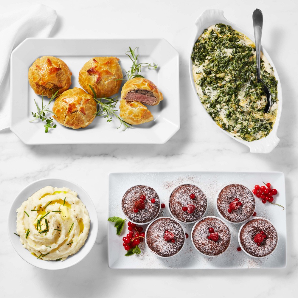 Complete Christmas Beef Wellington Dinner, Serves 4, Immediate Delivery