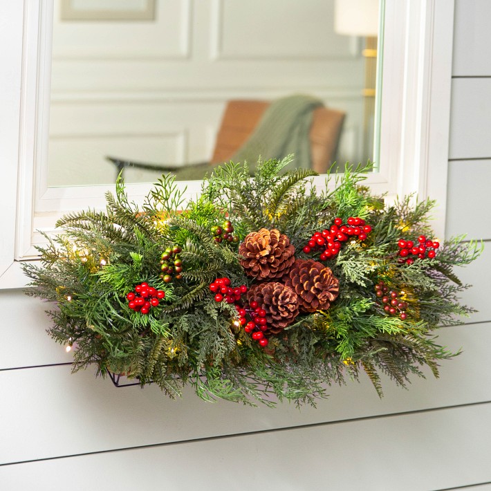 Outdoor Winter Evergreen Window Box