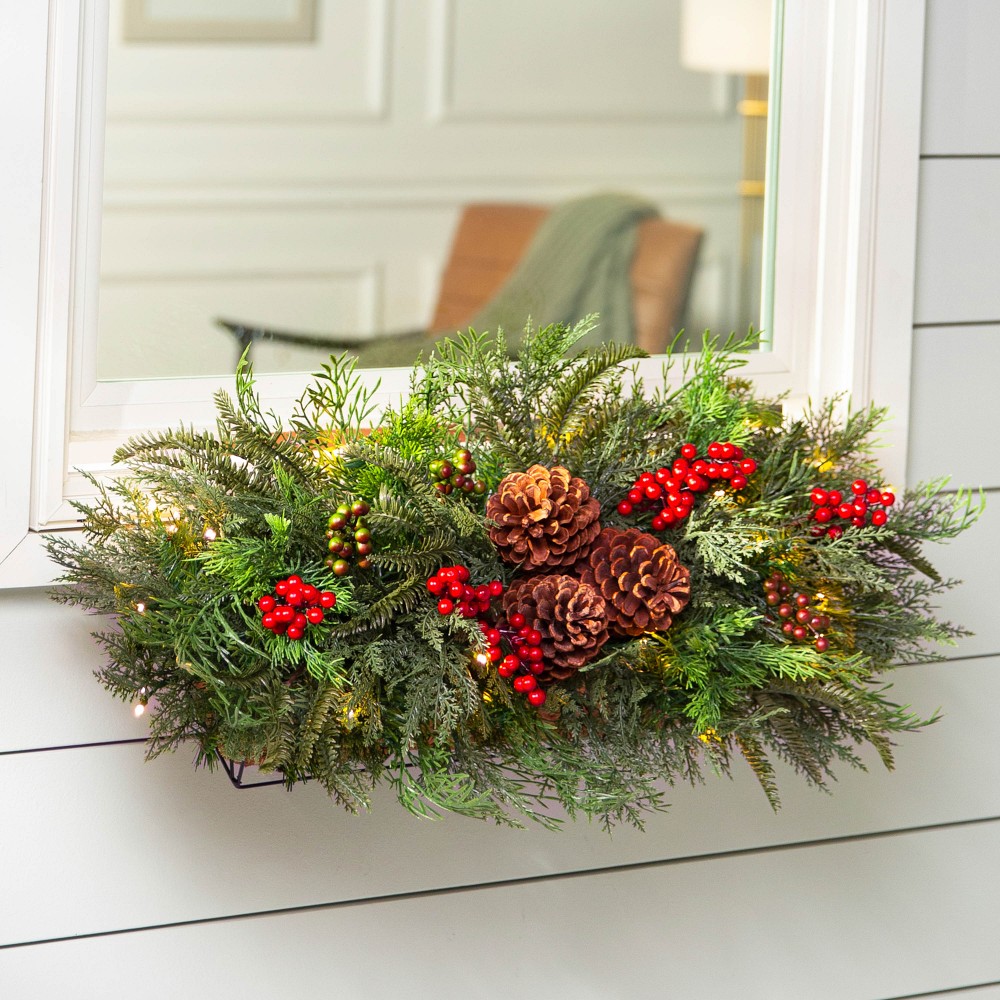 Outdoor Winter Evergreen Window Box