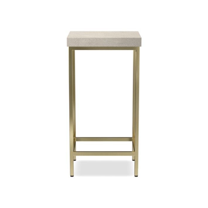 Rectangular Shagreen Accent Table, Cream, Brass