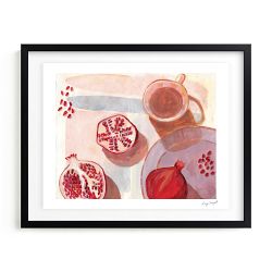 Minted Pomegranate Flatlay Study Kinga Study, Rich Black Wood Frame, Float Mount, 11x14